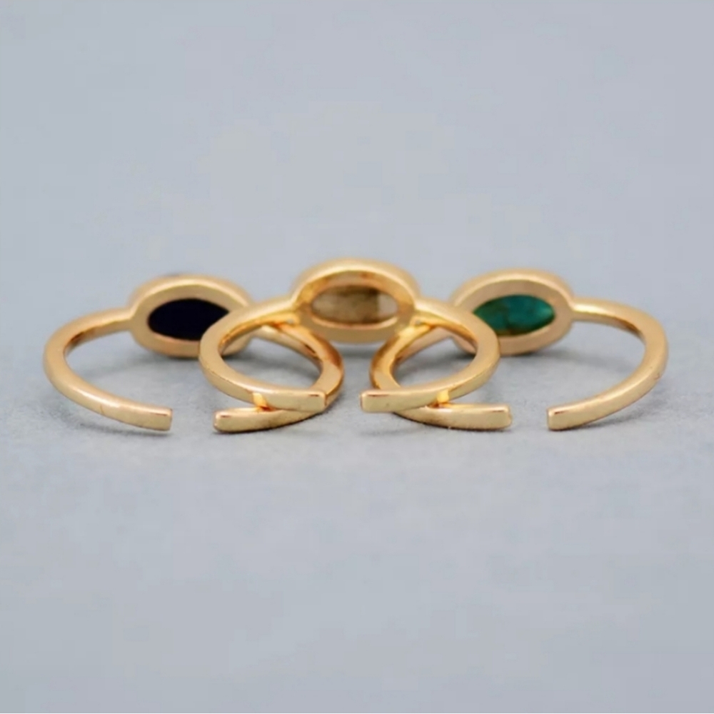 Blue Lapis Labradorite Turquoise Natural Stone Rings - Picture 4 of 5